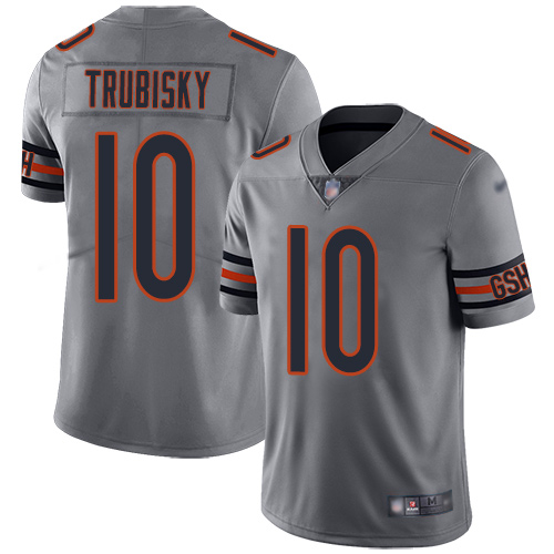 Chicago Bears Limited Silver Men Mitchell Trubisky Jersey NFL Football #10 Inverted Legend->youth nfl jersey->Youth Jersey